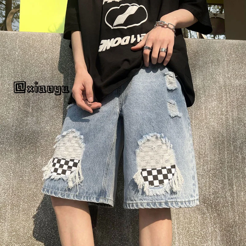 Washed Ripped Denim Shorts Men Thin Summer Casual Loose Straight Wide-leg Pants Trend Stitching Fashion Tooling Pants Oversize
Washed Ripped Denim Shorts Men Thin Summer Casual Loose Straight Wide-leg Pants Trend Stitching Fashion Tooling Pants Oversize