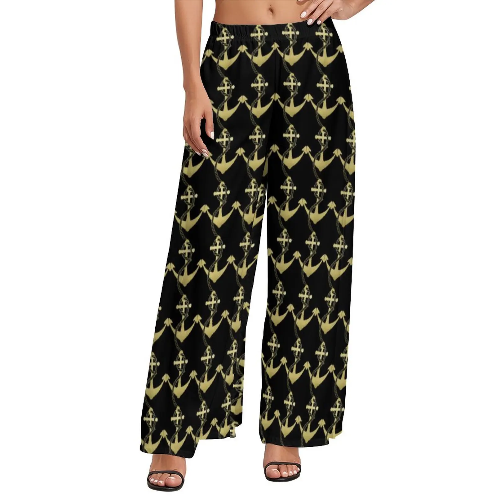 Nautical Pants Women Gold Anchor Print Streetwear Trousers High Waist Sexy Wide Pants Gift
Nautical Pants Women Gold Anchor Print Streetwear Trousers High Waist Sexy Wide Pants Gift