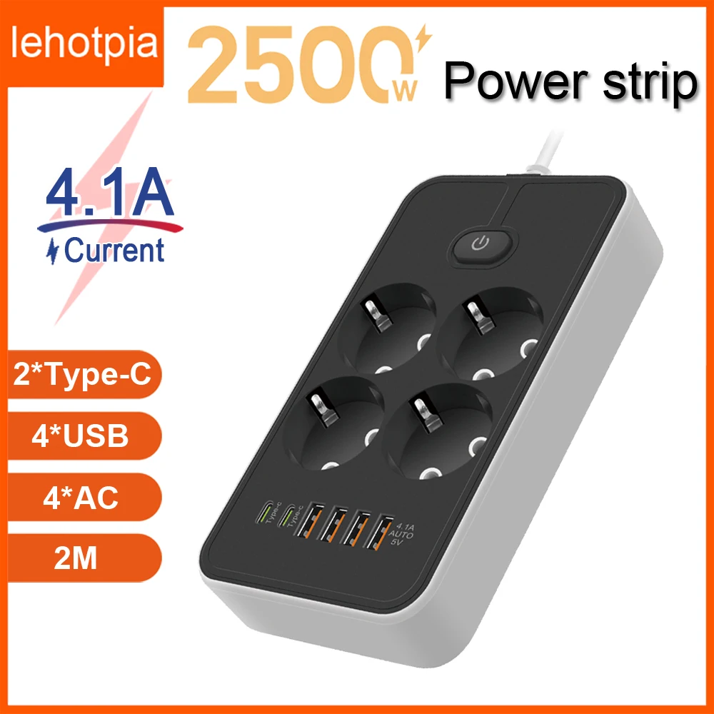 Power Strip EU Plug AC Outlet Multitap Extension Cord Electrical Socket With 4 USB Ports Fast Charge Multiprise Network Filter
Power Strip EU Plug AC Outlet Multitap Extension Cord Electrical Socket With 4 USB Ports Fast Charge Multiprise Network Filter