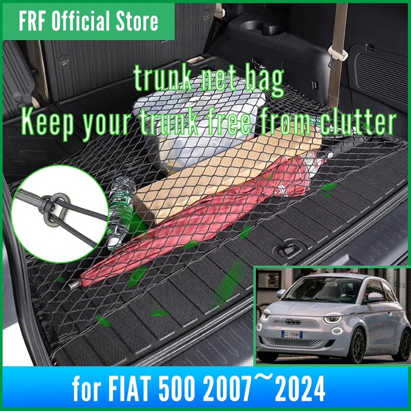 

70x70 Auto for FIAT 500 EV 2007~2023 2008 Electric 500e Elettra 2010 Accessorie Car Boot Trunk Net Elastic Storage Organizer Net