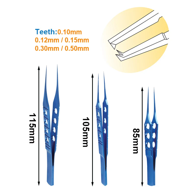 

Toothed Forceps Tweezers with Teeth Platform Titanium Alloy Autoclavable Ophthalmic Surgical Tool