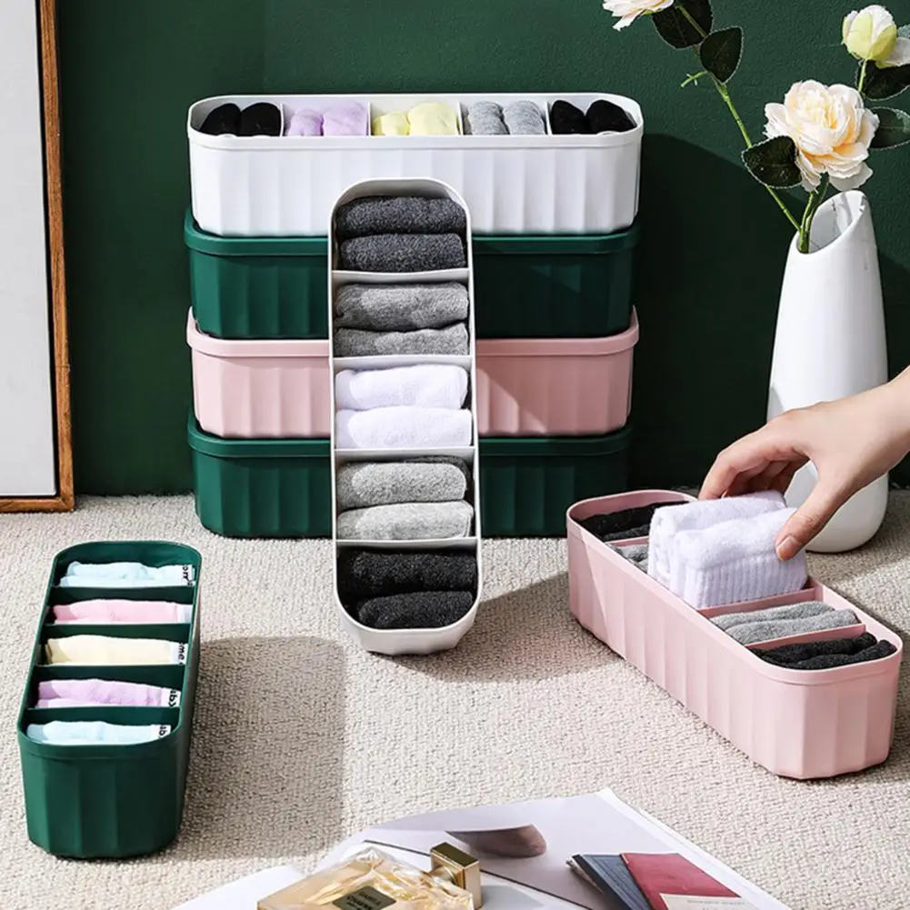 5 Grids Underwear Organizer Box with Lid Stackable Bras Container Storage Case Reusable Round Edge Divided Socks Storage Box
5 Grids Underwear Organizer Box with Lid Stackable Bras Container Storage Case Reusable Round Edge Divided Socks Storage Box
