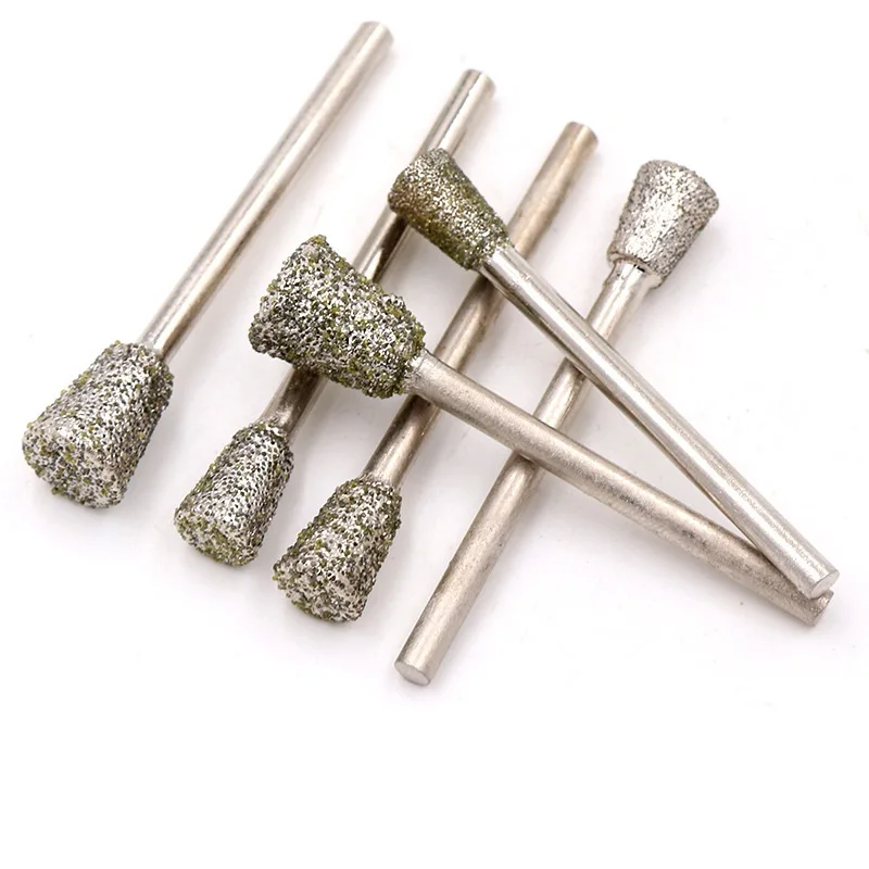 

Алмазная шлифовальная головка 3-10 мм C7 K5, шлифовальная игла для полировки резьбы/заусенцев/нефрита/камня, абразивный инструмент Dremel