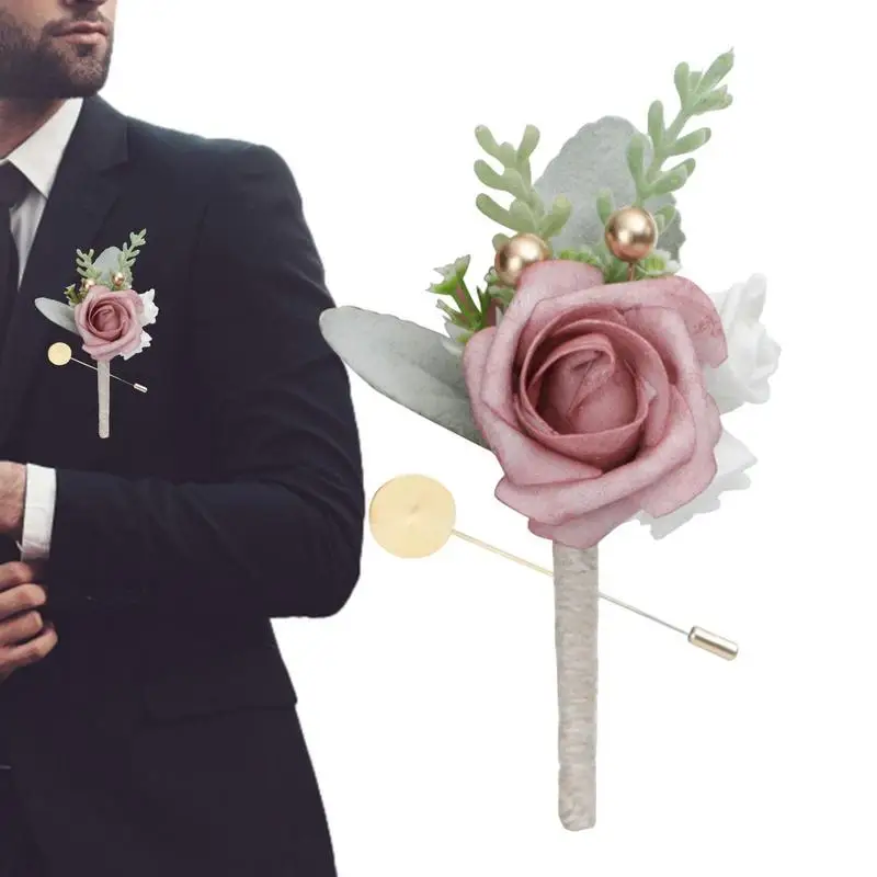 

Rose Boutonniere For Men Burgundy Boutonniere With Pins For Men Wedding Groom And Groomsmen Boutonniere For Wedding Prom Party