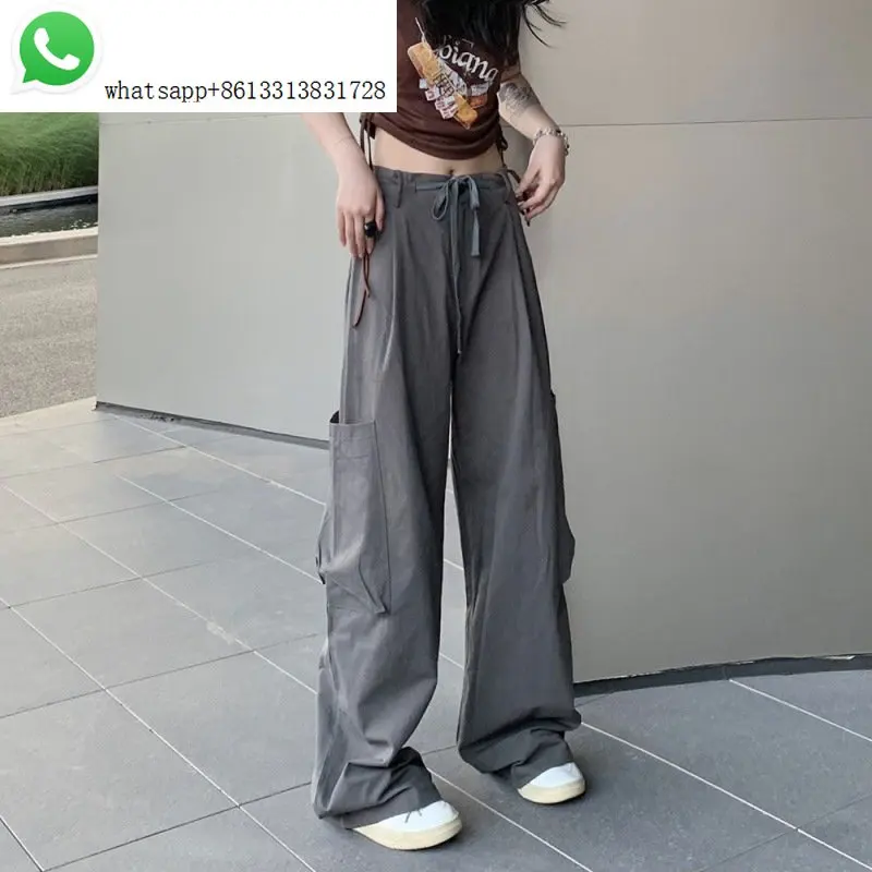 

bf style street pants women's summer American vintage overalls straight trousers high waist show thin casual pants ins tide