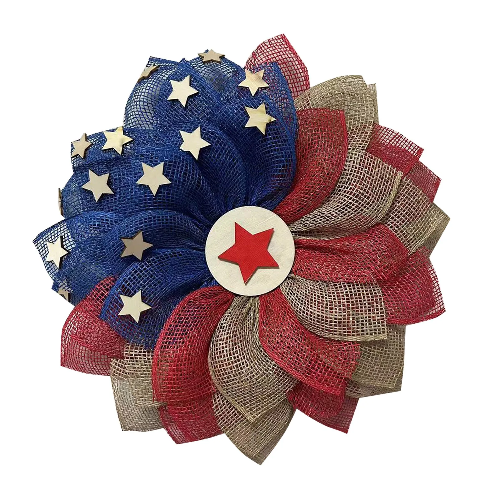 

Fourth Of July Wreaths Patriotic American Wreaths Handmade Memorial Day Wreaths Holiday Wreaths Decorate Flower Hoop Wreath