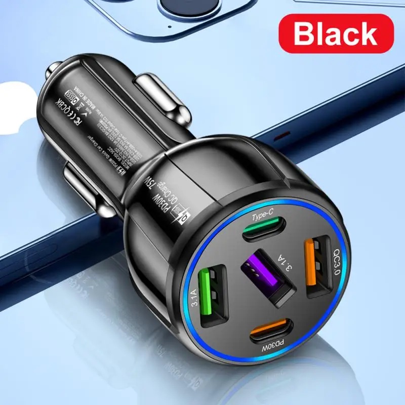 75W Fast Charging One Trailer Five 3USB+2PD Car Phone Charger Fast Car Charger Socket Power Adapter Converter Car Accessories
75W Fast Charging One Trailer Five 3USB+2PD Car Phone Charger Fast Car Charger Socket Power Adapter Converter Car Accessories