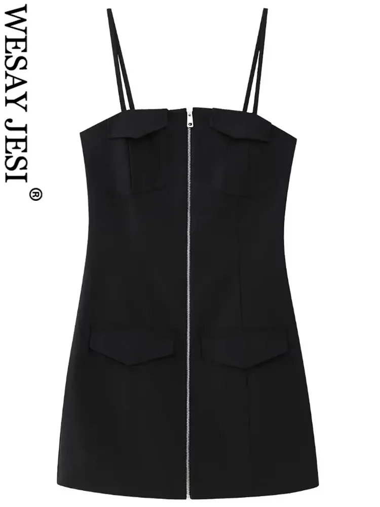 WESAY JESI Womens Fashion Off Shoulder Slip Dress Front Zipper Black Vintage Sleeveless Backless Mini Slim Dress Female Clothing
WESAY JESI Womens Fashion Off Shoulder Slip Dress Front Zipper Black Vintage Sleeveless Backless Mini Slim Dress Female Clothing
