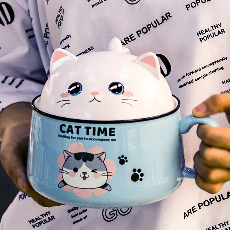 Large Capacity Mug with Lid for Girls Cute Noodle Cups and Bowls Ceramic Breakfast Creative Personality Cat Cartoon Office.
Large Capacity Mug with Lid for Girls Cute Noodle Cups and Bowls Ceramic Breakfast Creative Personality Cat Cartoon Office.