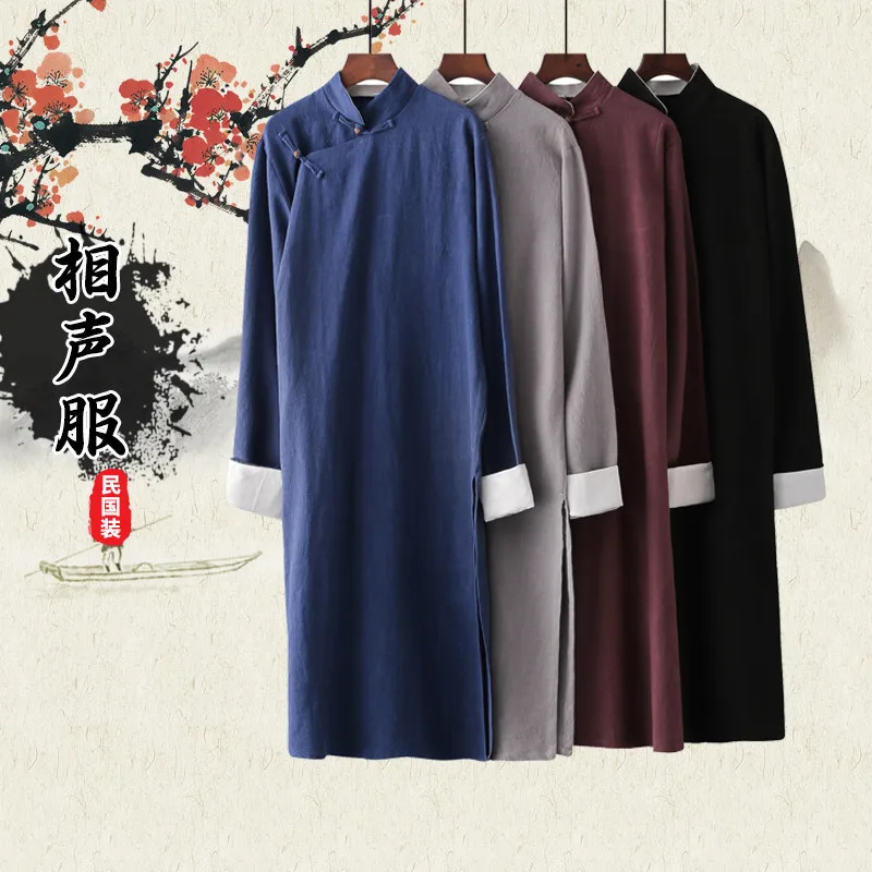 4 Colors Autumn Traditional Chinese Clothing For Men Retro Cotton Linen Handmade Buttons Long Sleeved Robe Cross Talk Clothing
4 Colors Autumn Traditional Chinese Clothing For Men Retro Cotton Linen Handmade Buttons Long Sleeved Robe Cross Talk Clothing
