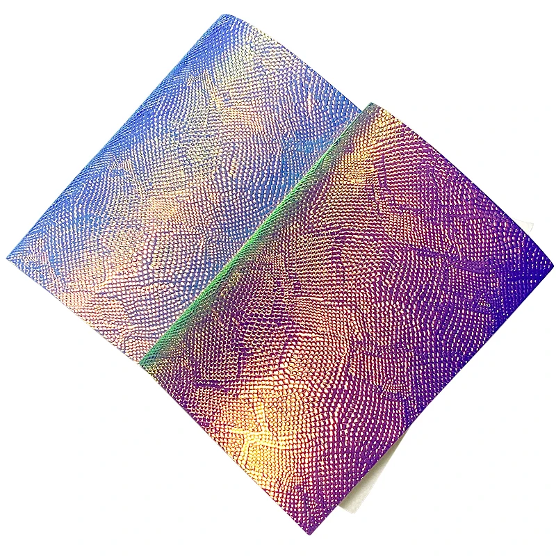 Snake Skin Grain Iridescent Embossed PU Holographic Metallic Faux Leather Fabric For Making Bag/Handbag/DIY Accessories30*135CM 
Snake Skin Grain Iridescent Embossed PU Holographic Metallic Faux Leather Fabric For Making Bag/Handbag/DIY Accessories30*135CM