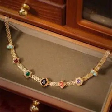 

14K 10K Gold Filled Semi-Precious Stone Amythest Opal Turquoise Sapphire Ruby Garnet Choker Neck Chain Necklaces Fashion Jewelry