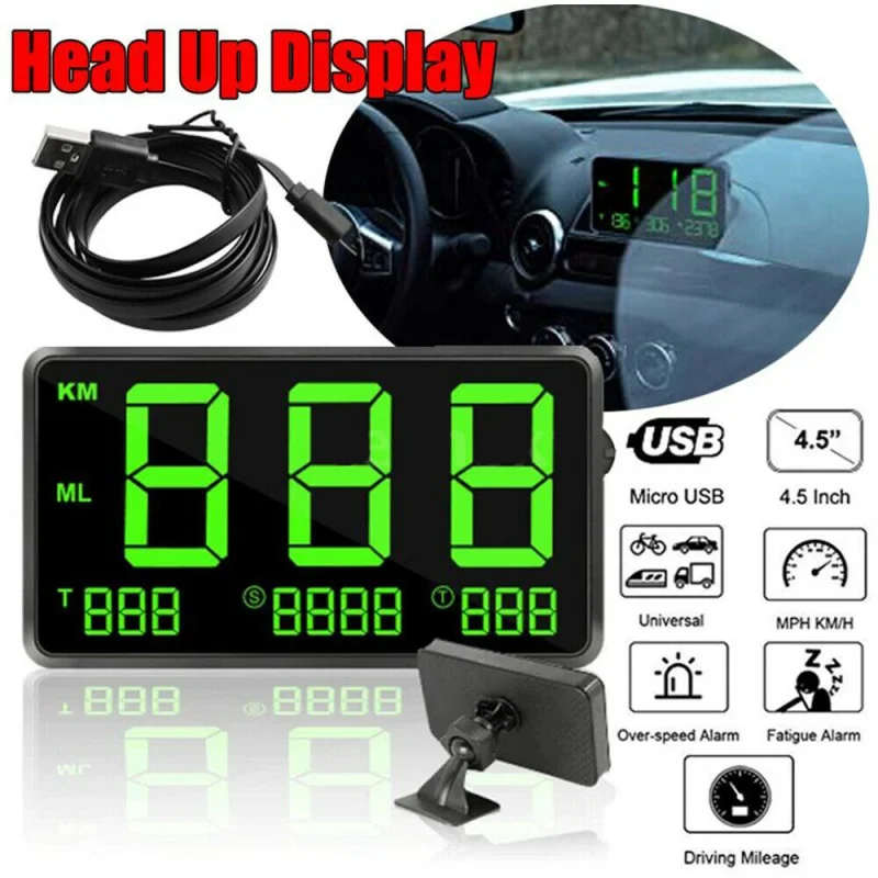 

GPS Speedometer 4.5" C80 Speed Odometer Mileage HUD Display Digital Speed Alarm MPH KMH Altitude Display Projector