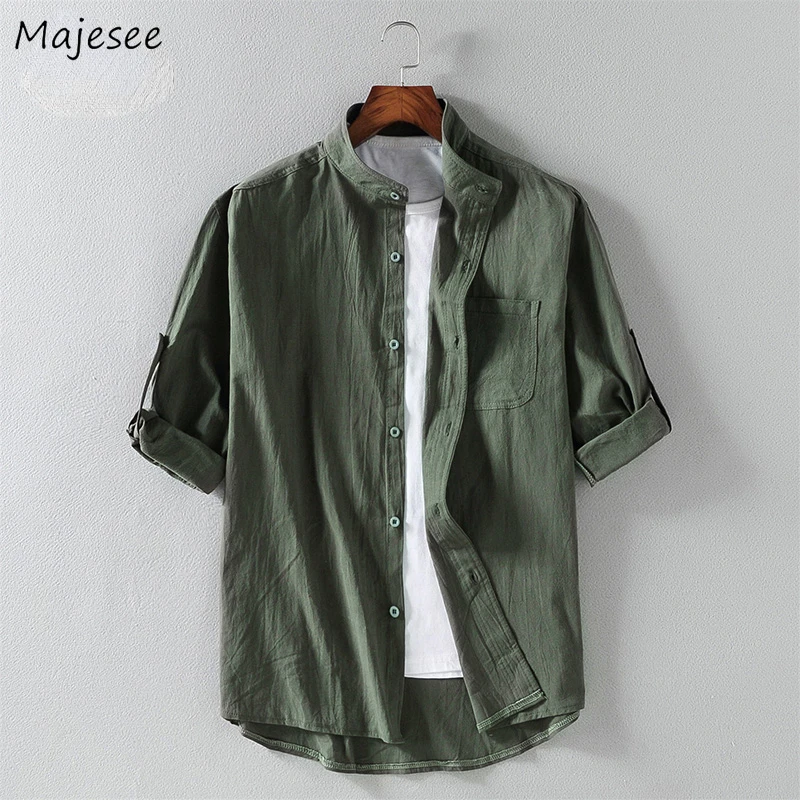 Shirts Men Retro Teens Harajuku Handsome Summer Fashion Popular Pure Color Ulzzang Ins High Street All-match Stand Collar Design
Shirts Men Retro Teens Harajuku Handsome Summer Fashion Popular Pure Color Ulzzang Ins High Street All-match Stand Collar Design
