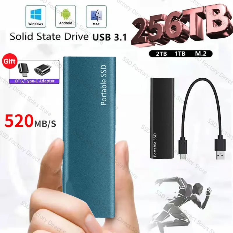 Portable 256TB SSD External Hard Drive Type-C USB 3.1 High Speed 2TB External Storage Hard Disks For Laptops/Windows/mac
Portable 256TB SSD External Hard Drive Type-C USB 3.1 High Speed 2TB External Storage Hard Disks For Laptops/Windows/mac