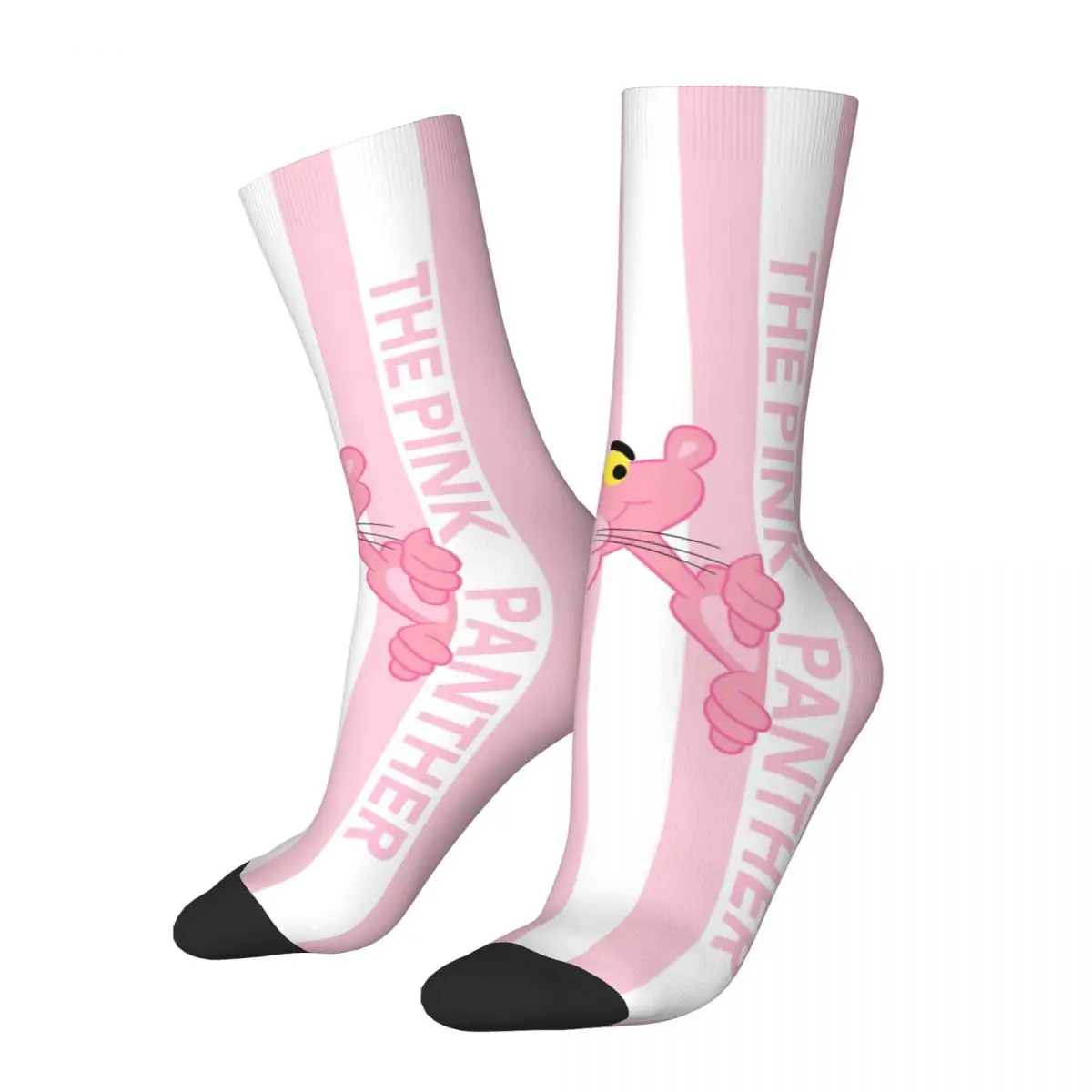 

Баскетбольные носки Crazy Design с розовой пантерой, Мультяшные носки из полиэстера с головой леопарда, носки-трубы средней длины для мужчин и же...