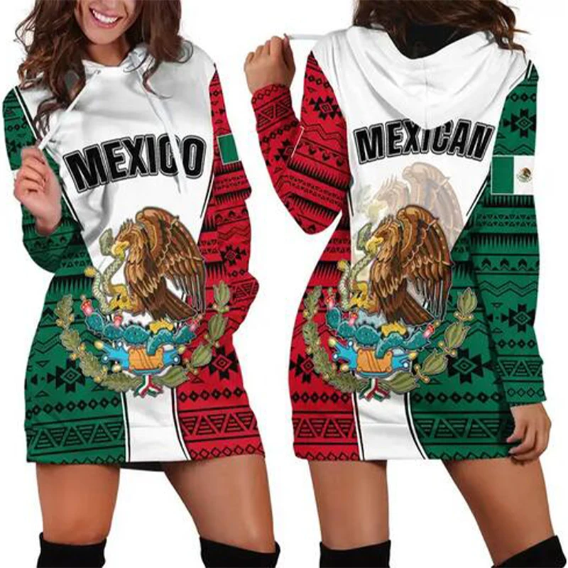 Mexico Flag Hoodies Dress Women Fashion Graphic 3D Printed Sweatshirts Ladies Casual Harajuku Outwear Long Sleeve Hooded Dress
Mexico Flag Hoodies Dress Women Fashion Graphic 3D Printed Sweatshirts Ladies Casual Harajuku Outwear Long Sleeve Hooded Dress