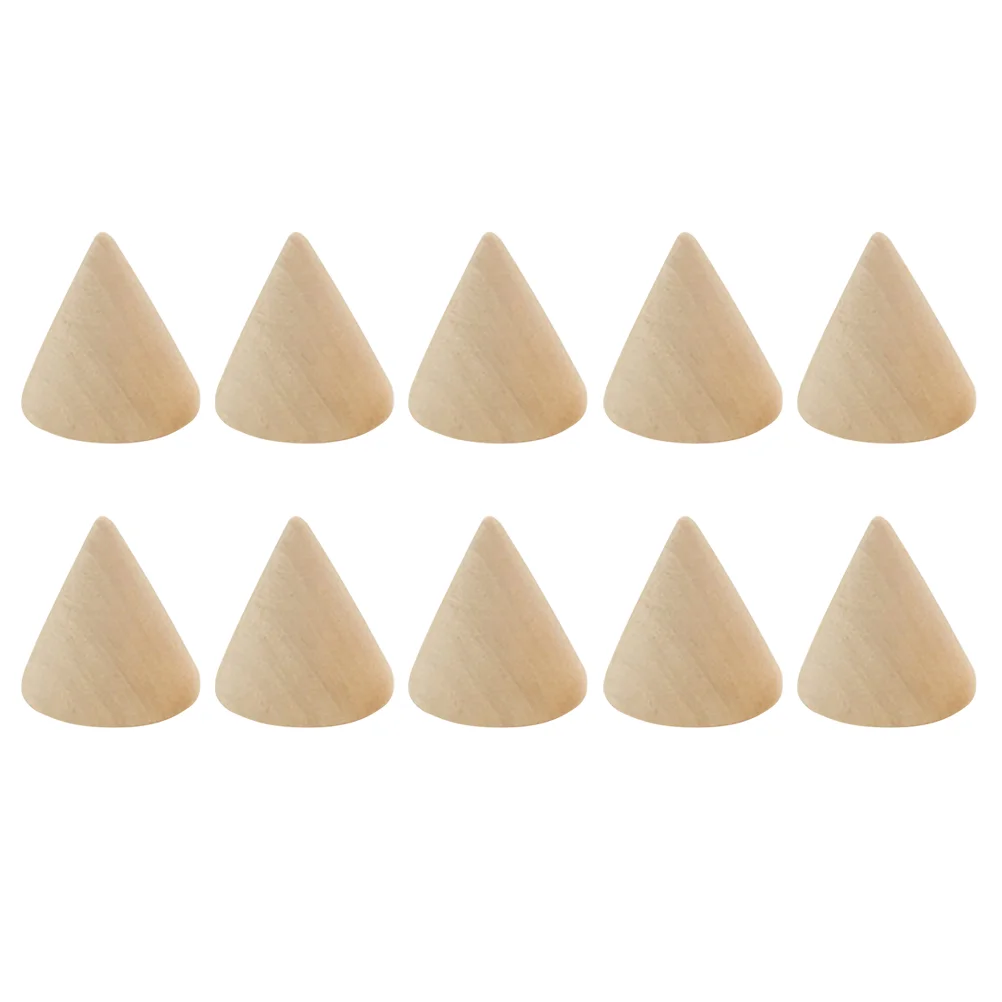

10 Pcs Ring Display Stand Unfinished Wooden Cones Crafts Wood Craft Jewelry Towers Bamboo Wooden Blocks Cubes Cone Shaped Wood