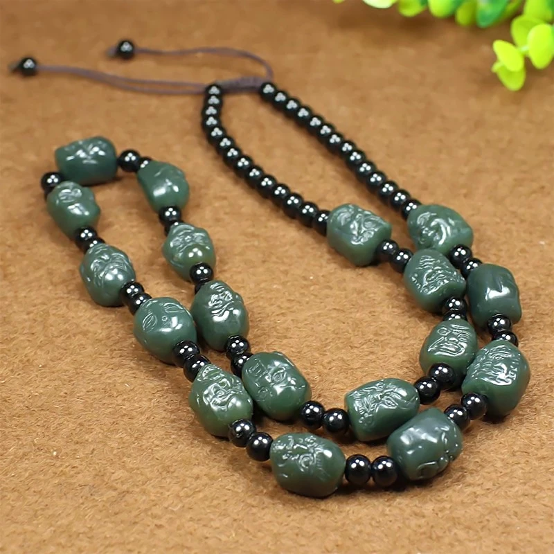 Admirable Bottle Green Jade Necklace Magical 18 Lohan Bead Hanging Buddhism Amulet Bless He Tian Yu
Admirable Bottle Green Jade Necklace Magical 18 Lohan Bead Hanging Buddhism Amulet Bless He Tian Yu
