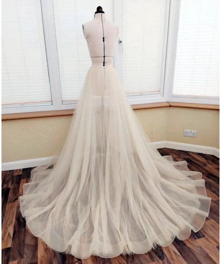 

Real Image Wedding Detachable White Ivory Skirt Removable Train For Evening Dresses Bridal Overskirt Petticoat Custom Made