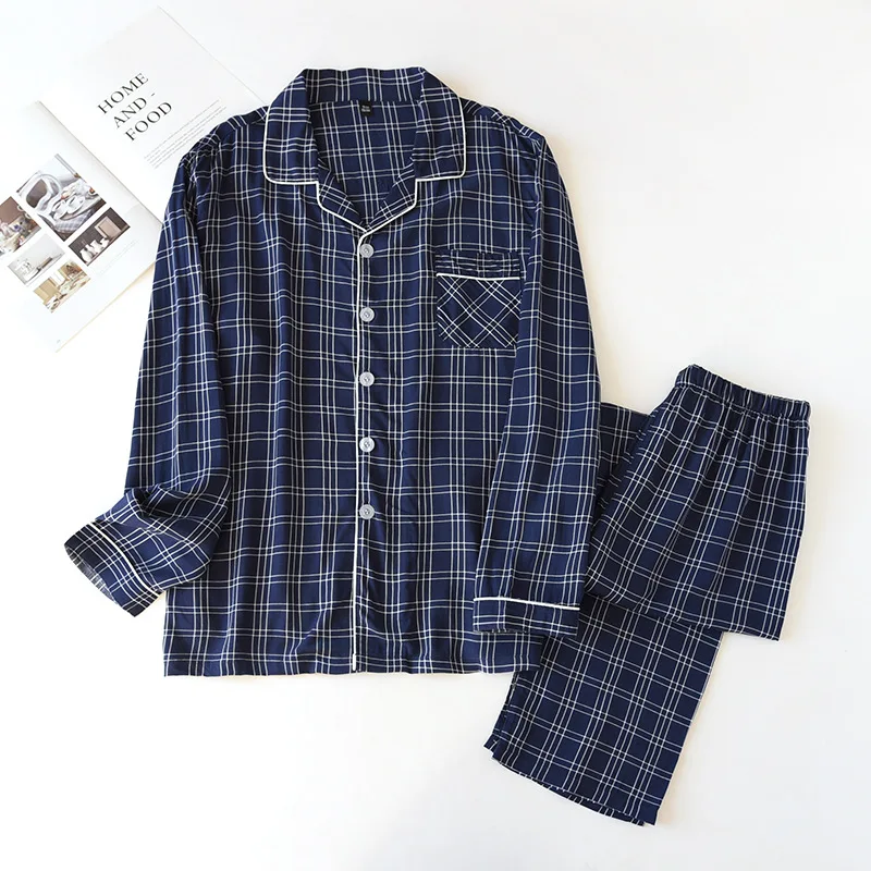 2021 Cotton Silk Pajamas Long-sleeved Trousers Men's Thin Spring and Summer Rayon Home Suit Men's Rayon Two-piece Pajama Set
2021 Cotton Silk Pajamas Long-sleeved Trousers Men's Thin Spring and Summer Rayon Home Suit Men's Rayon Two-piece Pajama Set