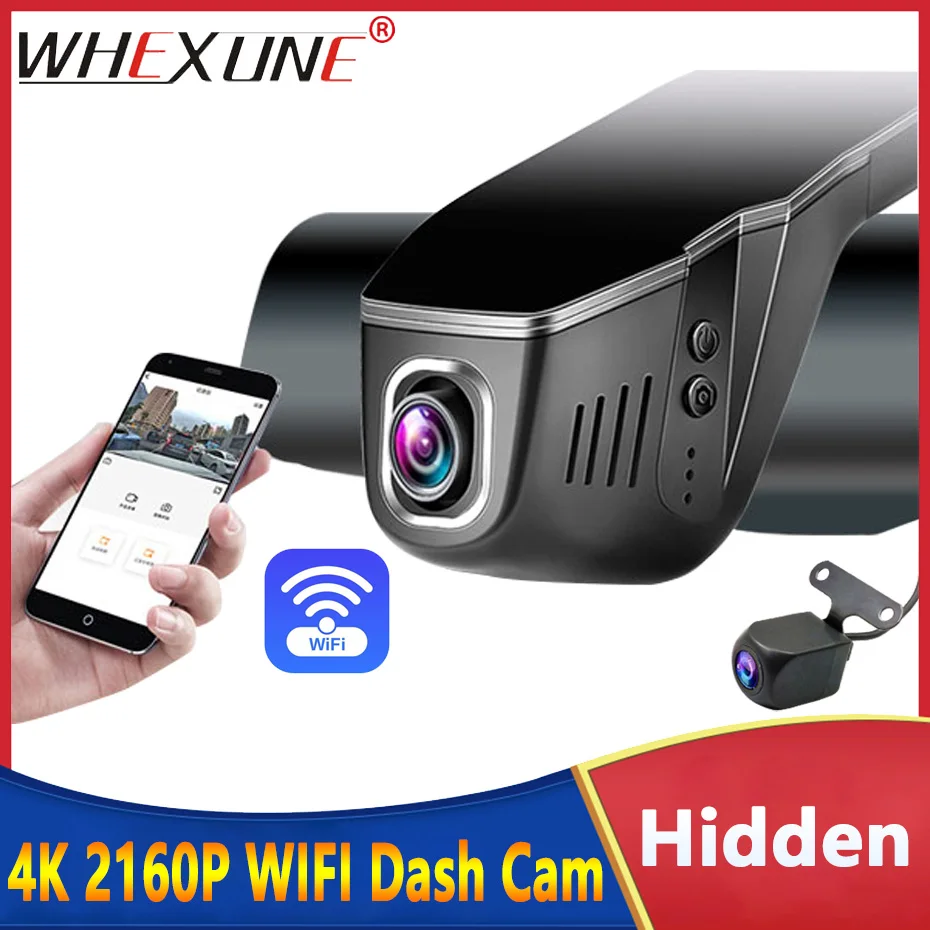 

4K WIFI Dash Cam Mini Video Recorder Car DVR Surveillance Two Cameras Hidden Dual Lens FHD 1440P DVRs App Control Novatek 96657