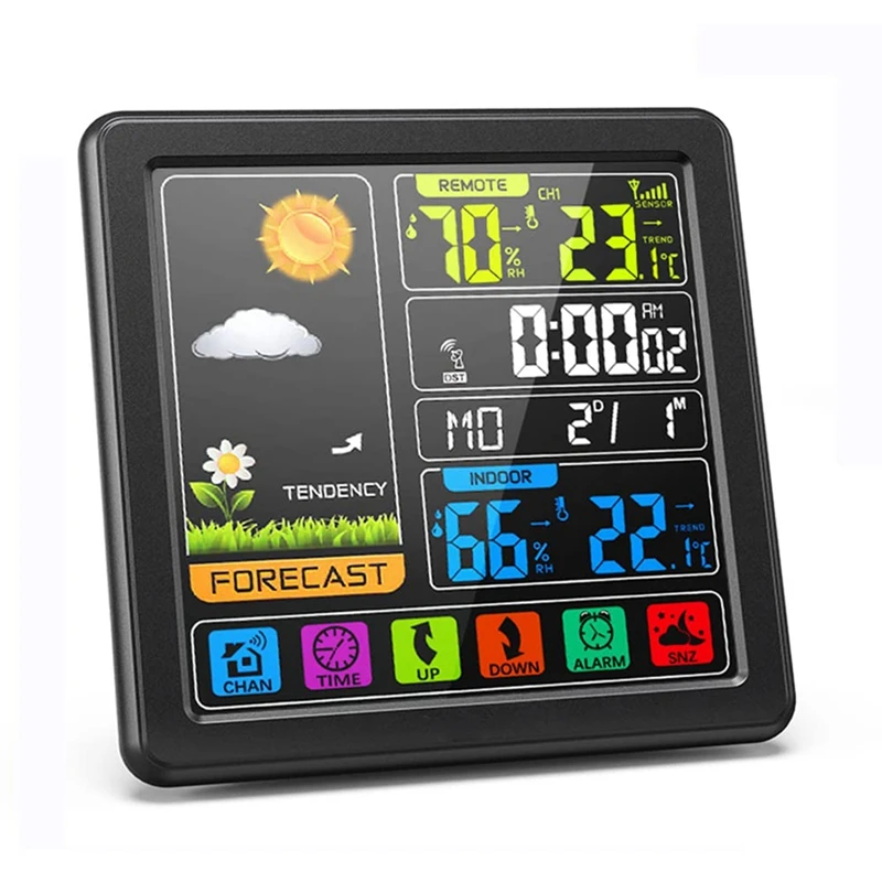 

Метеостанции, беспроводной термометр для дома и улицы, цветной дисплей, цифровой термометр для погоды с сенсорной подсветкой