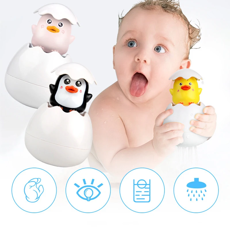 New Shower Baby Toys Cute Duck Penguin Egg Bath Toys Water Spray Sprinkler Bathroom Sprinkling Swimming Toddler Toys
New Shower Baby Toys Cute Duck Penguin Egg Bath Toys Water Spray Sprinkler Bathroom Sprinkling Swimming Toddler Toys