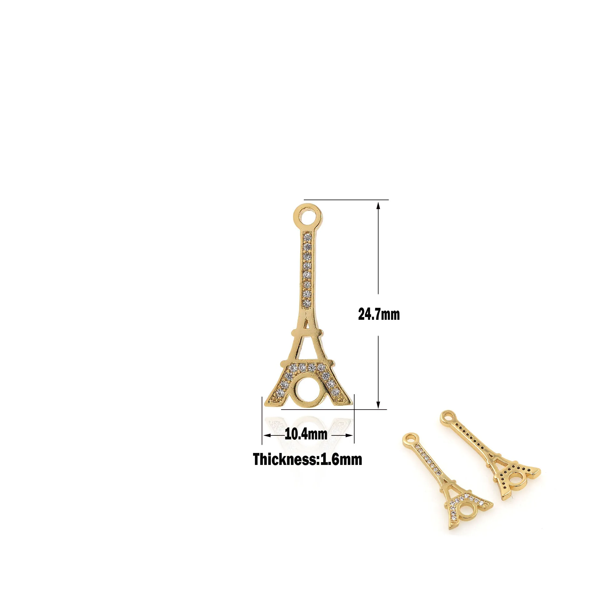 CZ Micro Shop Eiffel Tower Charm Gold Building Pendant For Jewelry Making DIY Bracelet Necklace Paris Tower Charm
CZ Micro Shop Eiffel Tower Charm Gold Building Pendant For Jewelry Making DIY Bracelet Necklace Paris Tower Charm