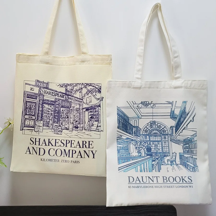 34*41cm Women Canvas London Daunt Books tote bags SHAKESPEARE handbag Daily Shopping Students Book Bag Cotton Travel Handbags
34*41cm Women Canvas London Daunt Books tote bags SHAKESPEARE handbag Daily Shopping Students Book Bag Cotton Travel Handbags