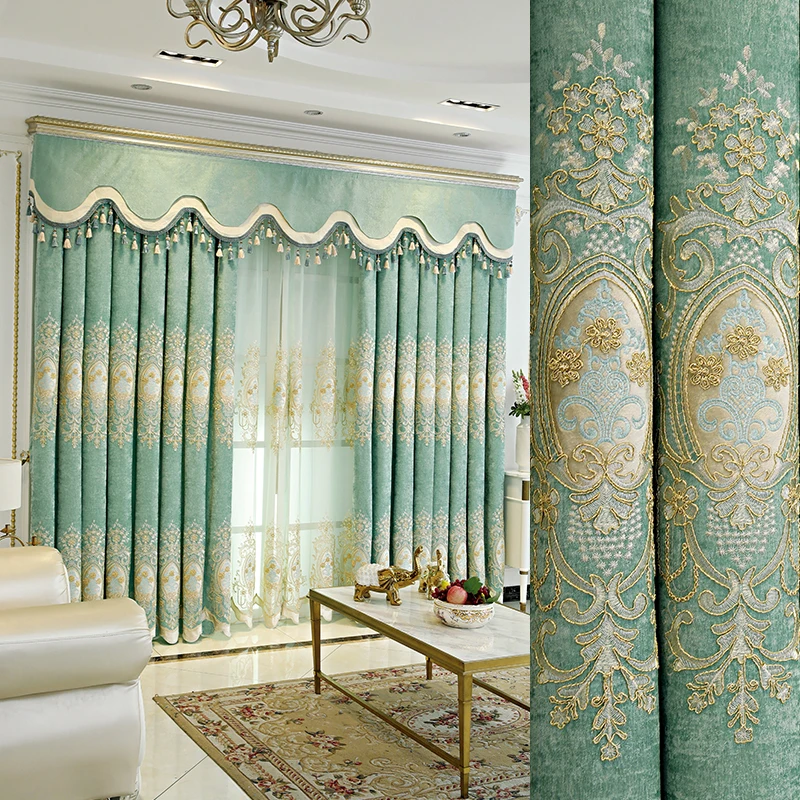 European Style Green Embroidered Chenille Curtains for Living Room Bedroom Dining Villa Luxury Window Drapes Valance Custom Size
European Style Green Embroidered Chenille Curtains for Living Room Bedroom Dining Villa Luxury Window Drapes Valance Custom Size
