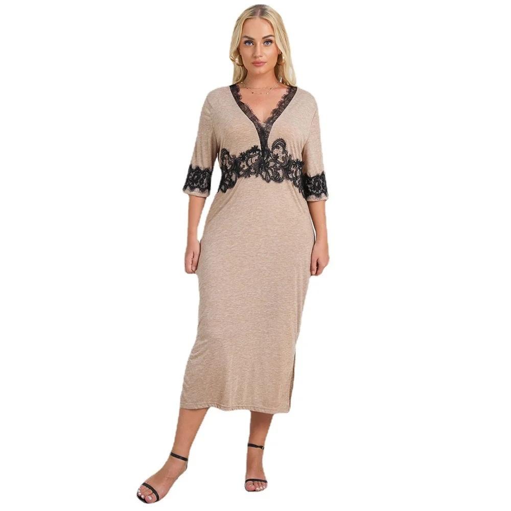 Plus size Large women's spring style hot style elegant slim knit one-step skirt V-neck wrap hip dress
Plus size Large women's spring style hot style elegant slim knit one-step skirt V-neck wrap hip dress