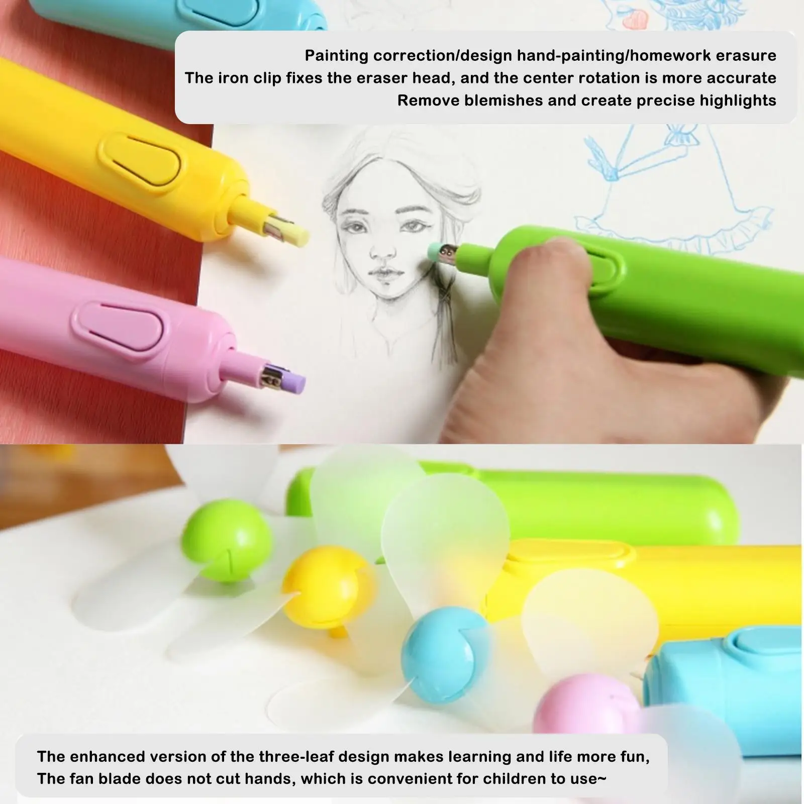 Electric Eraser For School Office For Sketch Writing Drawing Battery Powered Electric Eraser Students Stationery With Mini Fan
Electric Eraser For School Office For Sketch Writing Drawing Battery Powered Electric Eraser Students Stationery With Mini Fan