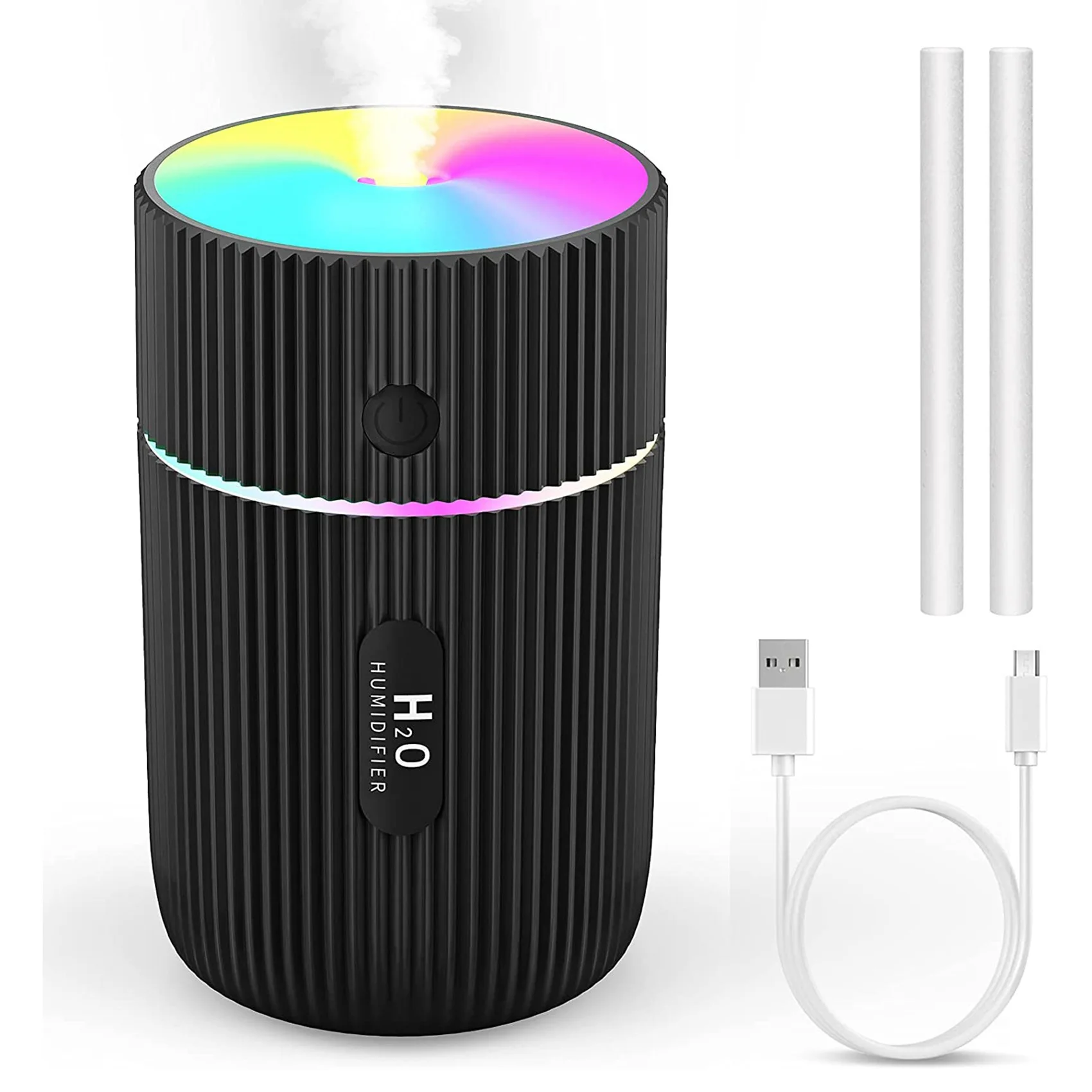 

Увлажнитель воздуха, цветной холодный мини-USB-увлажнитель с 7 цветными фонарями, автоматическое отключение, для автомобиля, офиса, спальни, черный