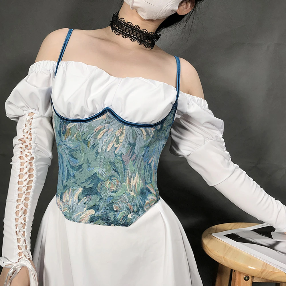 Womens Halter Lace up Waist trainer Gothic Underbust Corset Cincher Embroidery Bustiers Top Workout Shaper Plus size
Womens Halter Lace up Waist trainer Gothic Underbust Corset Cincher Embroidery Bustiers Top Workout Shaper Plus size