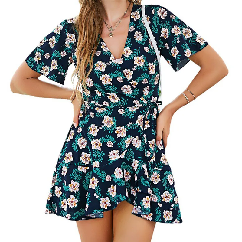2022 Sweet Ruffled Mini Women Dress Vintage Floral Print Short Sleeve V-neck Slim Dress Summer Beach Boho Casual A-line Dress
2022 Sweet Ruffled Mini Women Dress Vintage Floral Print Short Sleeve V-neck Slim Dress Summer Beach Boho Casual A-line Dress