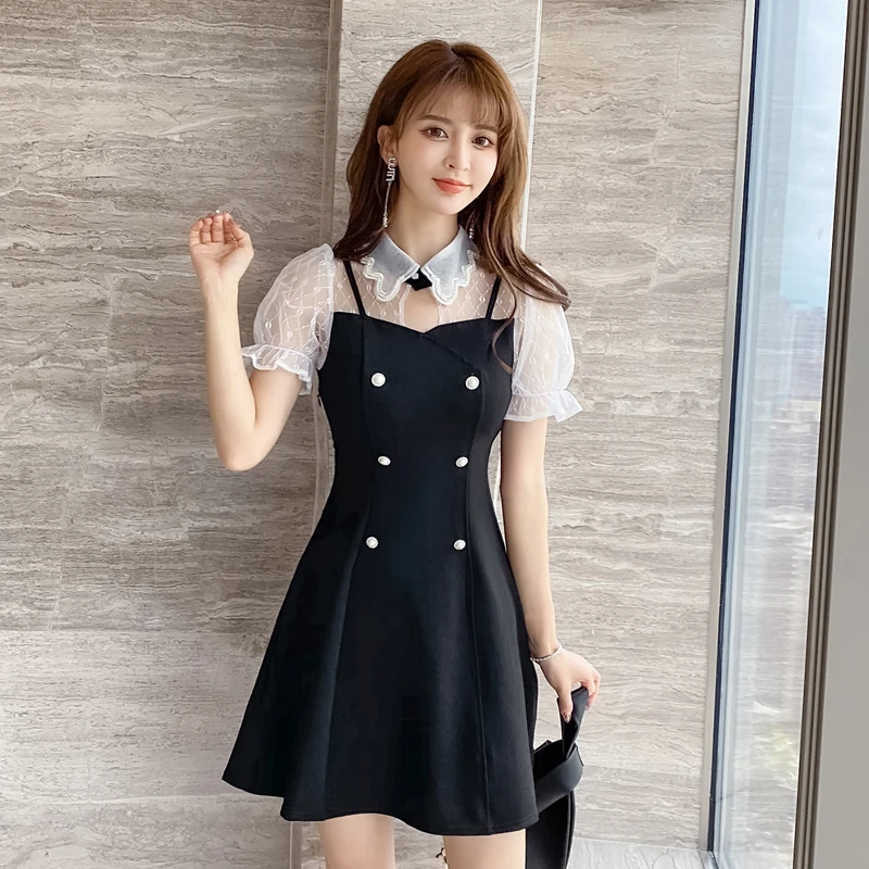 Women One Piece Korea Dress Summer Cute Fashion Office Lady Short Sleeve Peter Pan Collar Puff Sleeve High Waist Black Dresses
Women One Piece Korea Dress Summer Cute Fashion Office Lady Short Sleeve Peter Pan Collar Puff Sleeve High Waist Black Dresses