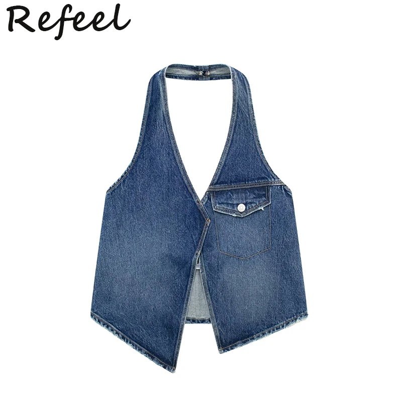 Refeel Women Tank Top Denim Corset Sleeveless Solid Crop Top Sexy Asymmetric Streetwear Backless Holiday Chic Female
Refeel Women Tank Top Denim Corset Sleeveless Solid Crop Top Sexy Asymmetric Streetwear Backless Holiday Chic Female