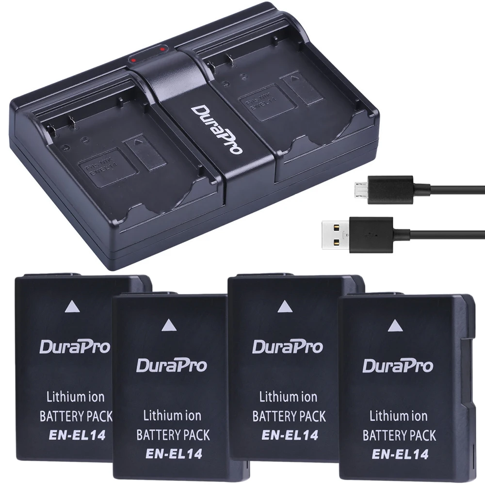 

DuraPro EN-EL14a EN-EL14 Battery+ USB Dual Charger For Nikon P7800 P7700 P7100 P7000 D5500 D5300 D3300 D5100 D5200 D3100 D3200