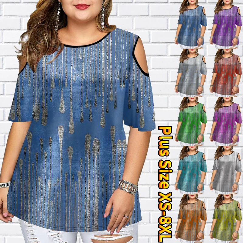 Summer Women's Daily Street Off-the-shoulder Pullover Round Neck Vintage Print Top Fashion Casual Tee Loose Size Short Sleeve
Summer Women's Daily Street Off-the-shoulder Pullover Round Neck Vintage Print Top Fashion Casual Tee Loose Size Short Sleeve