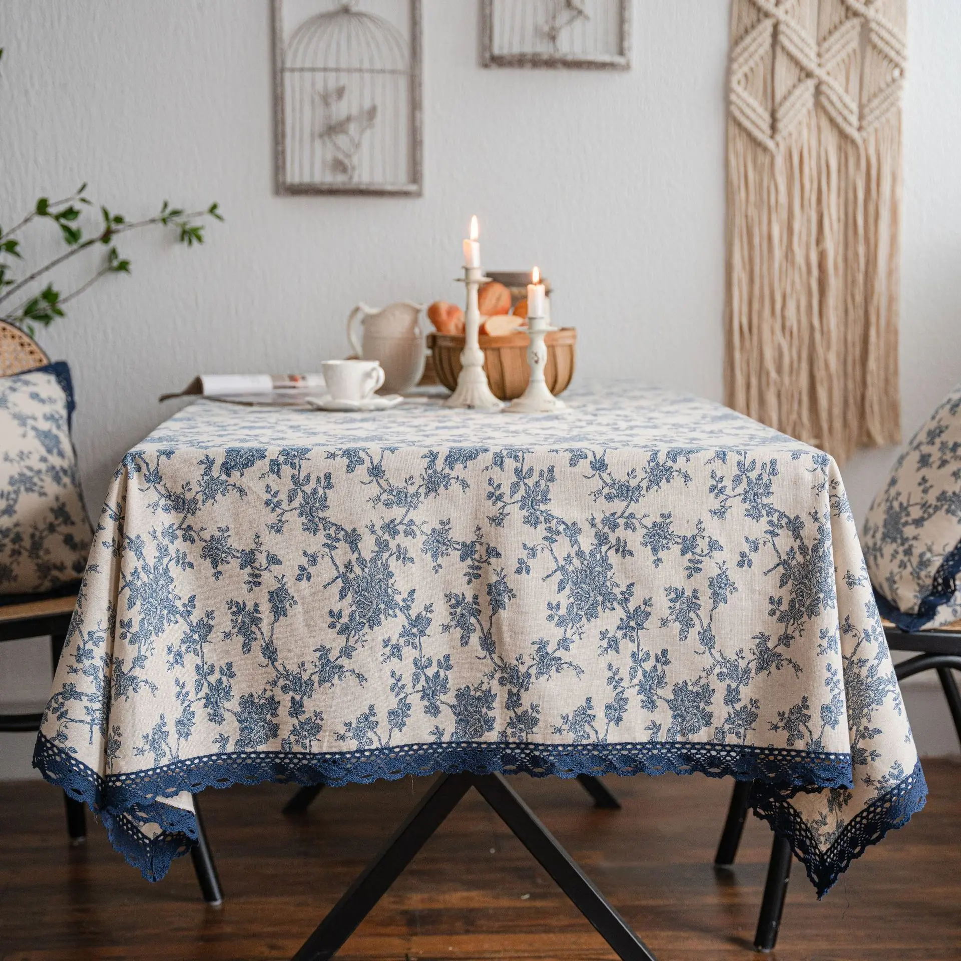 Blue Rose Printing Decorative Linen Cotton Tablecloth With Lace Pastoral Rectangular Dining Table Cover Tea Table Cloth Towel
Blue Rose Printing Decorative Linen Cotton Tablecloth With Lace Pastoral Rectangular Dining Table Cover Tea Table Cloth Towel