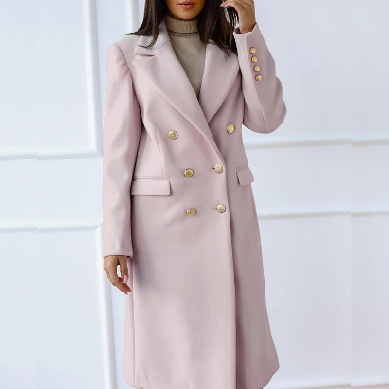 Elegant Turn-down Collar Wool Overcoat Women Autumn Double Breasted Button Long Outerwear Winter Long Sleeve Warm Cardigan Coats
Elegant Turn-down Collar Wool Overcoat Women Autumn Double Breasted Button Long Outerwear Winter Long Sleeve Warm Cardigan Coats
