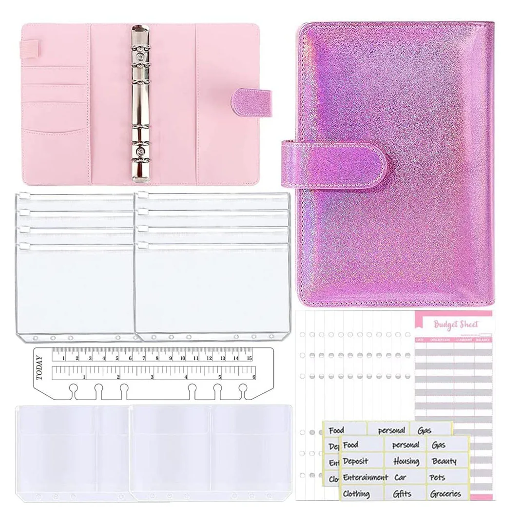 A6 PU Leather Budget Binder Notebook Money Saving Wallet with 8 Zipper Cash Envelopes,12 Budget Sheets,2 Bill Bags ,24 Stickers
A6 PU Leather Budget Binder Notebook Money Saving Wallet with 8 Zipper Cash Envelopes,12 Budget Sheets,2 Bill Bags ,24 Stickers