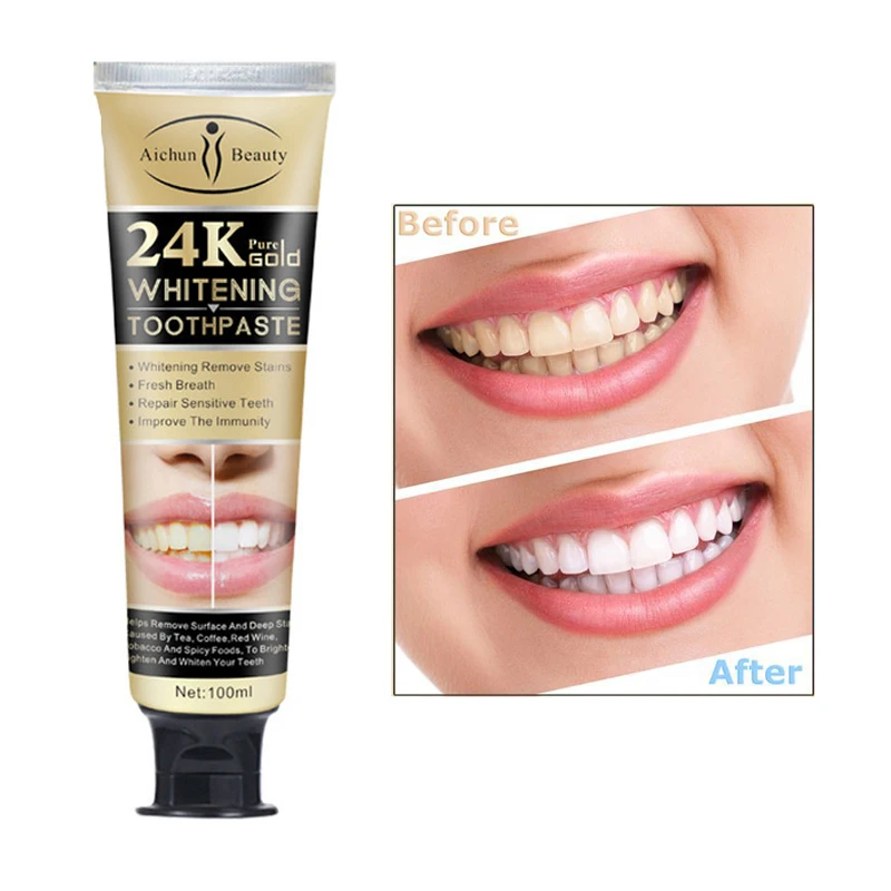 24K Gold Whiten Toothpaste Anti Gingival Bleeding Remove Plaque Stains Care Oral Odor Fresh Breath Bright Teeth Whiten Cleaner
24K Gold Whiten Toothpaste Anti Gingival Bleeding Remove Plaque Stains Care Oral Odor Fresh Breath Bright Teeth Whiten Cleaner