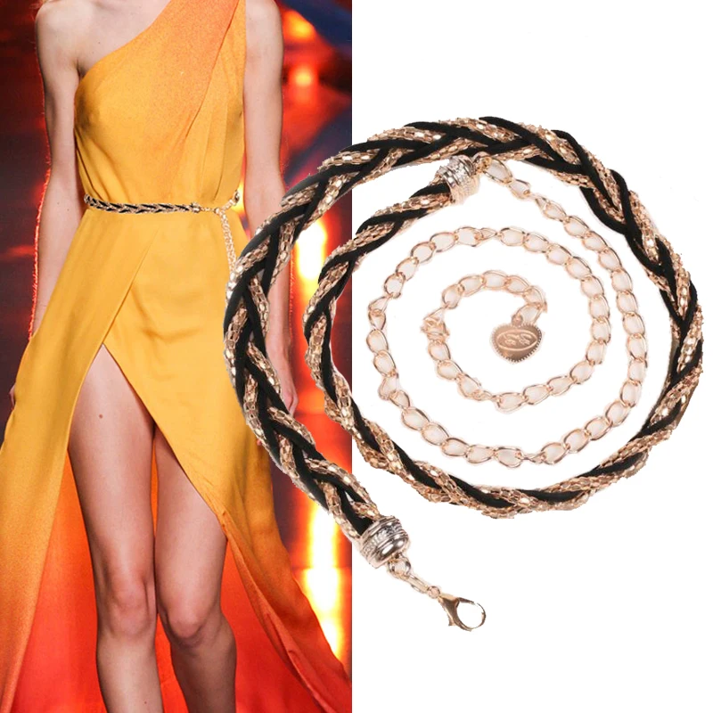 Fashion Braided Metal Chain Belt For Women Lady Elegant Black Gold Body Chain Waistband All Match Skirt Dress Decoration Straps
Fashion Braided Metal Chain Belt For Women Lady Elegant Black Gold Body Chain Waistband All Match Skirt Dress Decoration Straps