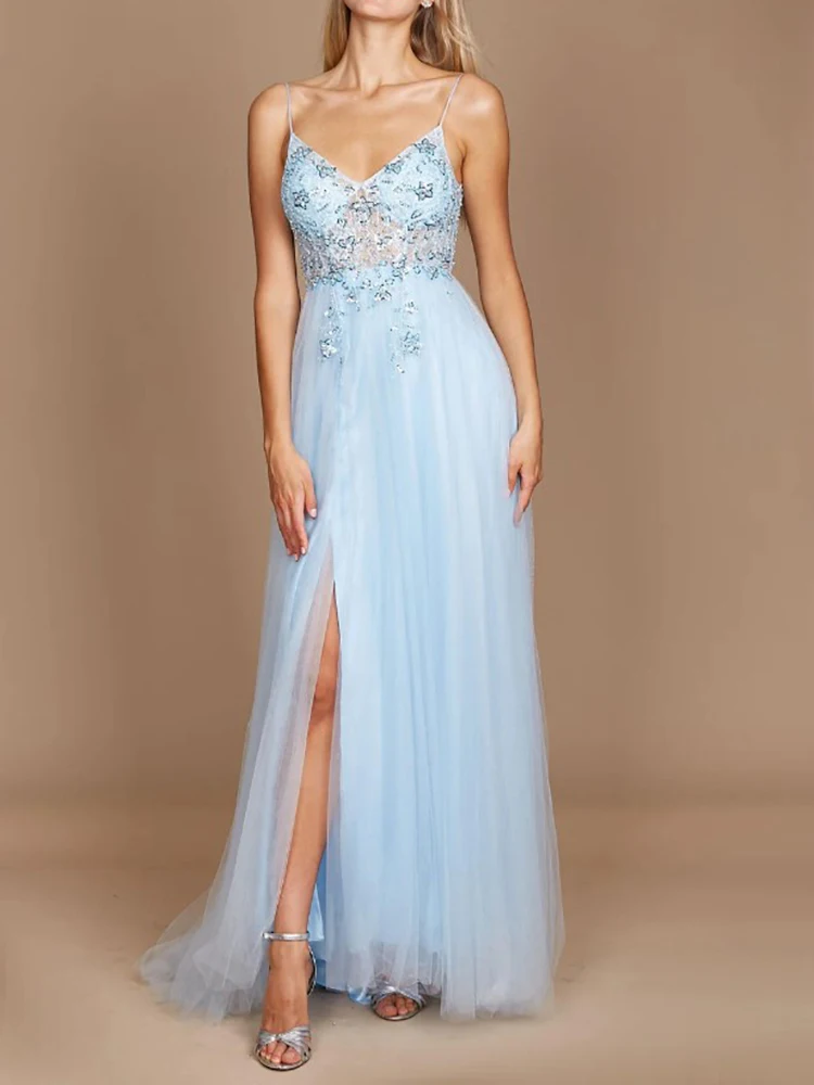 Prom Dresses For Woman Tulle Lace Appliques Floor-Length A-Line Sweep Train Formal Occasion Party Evening Gown Elegant Hot 2023
Prom Dresses For Woman Tulle Lace Appliques Floor-Length A-Line Sweep Train Formal Occasion Party Evening Gown Elegant Hot 2023