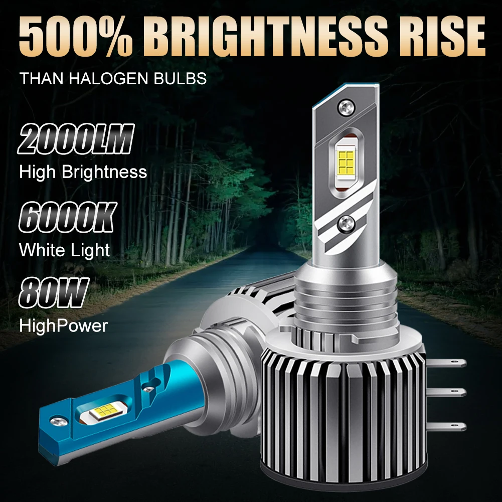 2PCS Car LED Bulb H15 Headlight Bulb 80W High 20000LM 6000K White Fast Heat Dissipation Waterproof for BMW Mercedes Benz Golf
2PCS Car LED Bulb H15 Headlight Bulb 80W High 20000LM 6000K White Fast Heat Dissipation Waterproof for BMW Mercedes Benz Golf