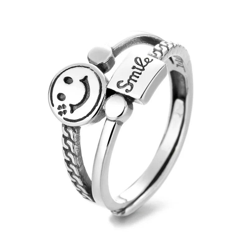 South Korea's new s925 sterling silver ring female retro twisted smiley face fashion live opening female ring ring jewelry
South Korea's new s925 sterling silver ring female retro twisted smiley face fashion live opening female ring ring jewelry