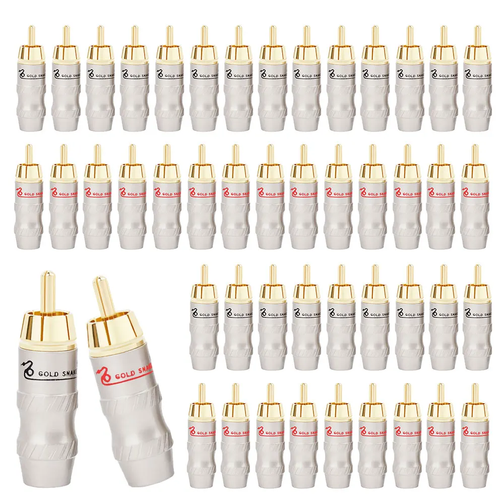 24K Gold Plated RCA Male Plug HIFI Audio Cable Audio Video Connector Adapter Speaker Audiophile Amplifier RCA Plug Terminal
24K Gold Plated RCA Male Plug HIFI Audio Cable Audio Video Connector Adapter Speaker Audiophile Amplifier RCA Plug Terminal