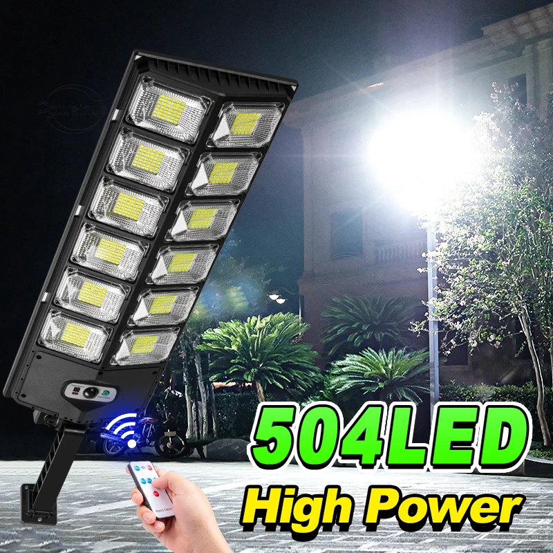 Super 504 Led Solar Lamp Outdoor 8000w Solar Light IP65 Waterproof With Motion Sensor Garden Wall Street Yard Security Lighting
Super 504 Led Solar Lamp Outdoor 8000w Solar Light IP65 Waterproof With Motion Sensor Garden Wall Street Yard Security Lighting